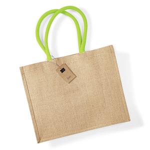 Westford Mill WM407 - Jute classic shopper Natural / Lime Green