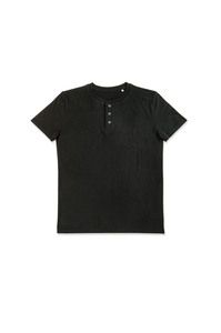 Stedman STE9430 - Crew neck T-shirt with buttons for men Stedman - SHAWN HENLEY Black Opal