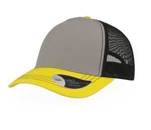 Atlantis AT180 - Cotton Canvas Rapper Cap Grey / Bright Yellow / Black