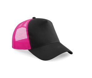 Beechfield BF640 - Half Mesh Trucker Black / Fuchsia