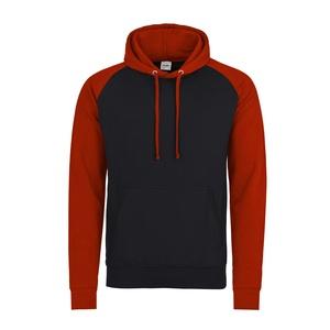 AWDIS JH009 - Baseball sweatshirt Jet Black / Fire Red