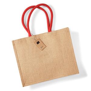 Westford Mill WM407 - Jute classic shopper Natural/Bright Red