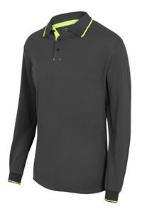 Velilla 105515 - LS TWO-TONE POLO GREY/HI-VIS YELLOW